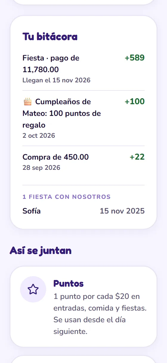 Pantalla de Mi Kidiverso: Tu bitácora: qué ganaste y cuándo llega